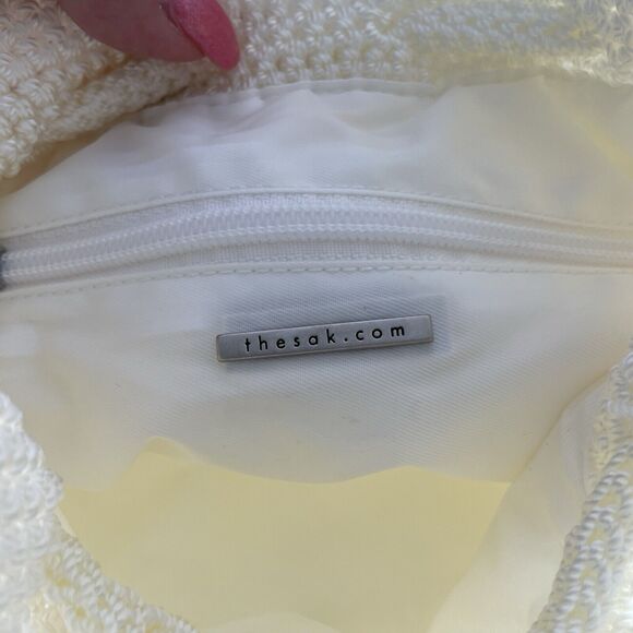 THE SAK Beige Crochet Knit Hobo strap Zip Pocket Purse Bag Handbag - Picture 5 of 7